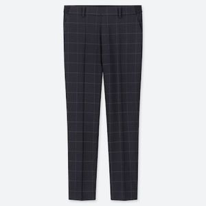 Uniqlo EZY Navy Windowpane Ankle-Length Pants
